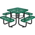 Global Equipment 3 ft. Square Outdoor Steel Picnic Table, Expanded Metal, Green 695501GN